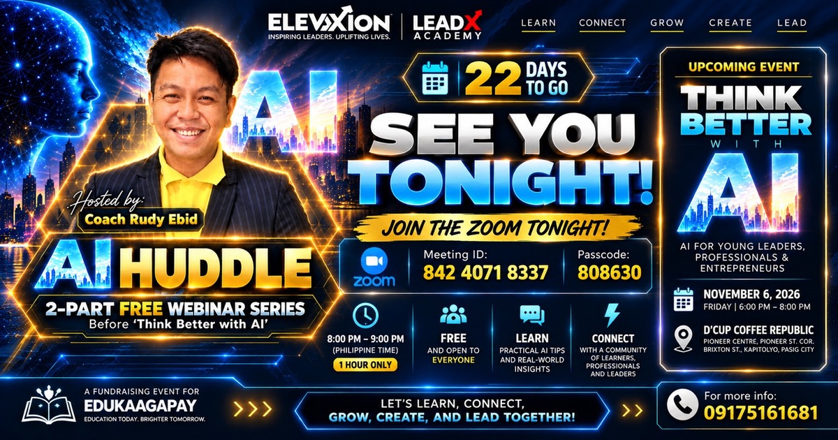 See you tonight: AI Huddle October 15, 8–9 PM, free on Zoom, meeting ID 842 4071 8337, passcode 808630